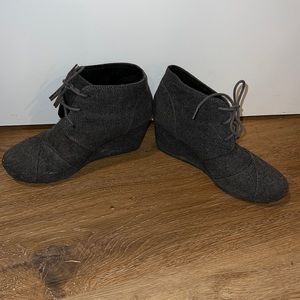 Gray Wedged Ankle Booties